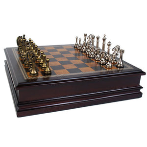 Metal Chess Set & Wooden Board