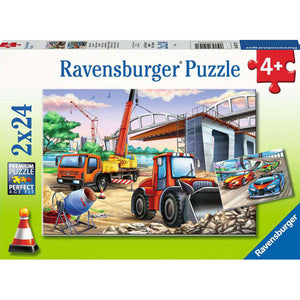 Construction & Cars - 2 Puzzles (24pc)
