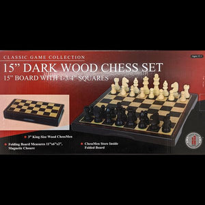 Dark Wood Folding Chess Set