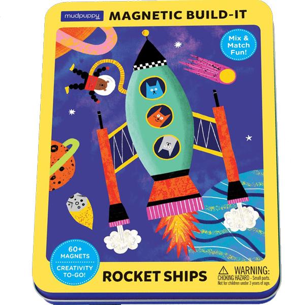 Rocket Ships Magnetic Build-It Tin