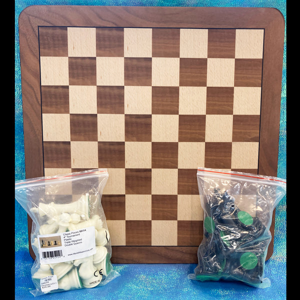Wooden Chess Board & Triple Weighted Pieces Set