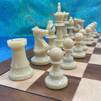 Wooden Chess Board & Weighted Plastic Pieces Set