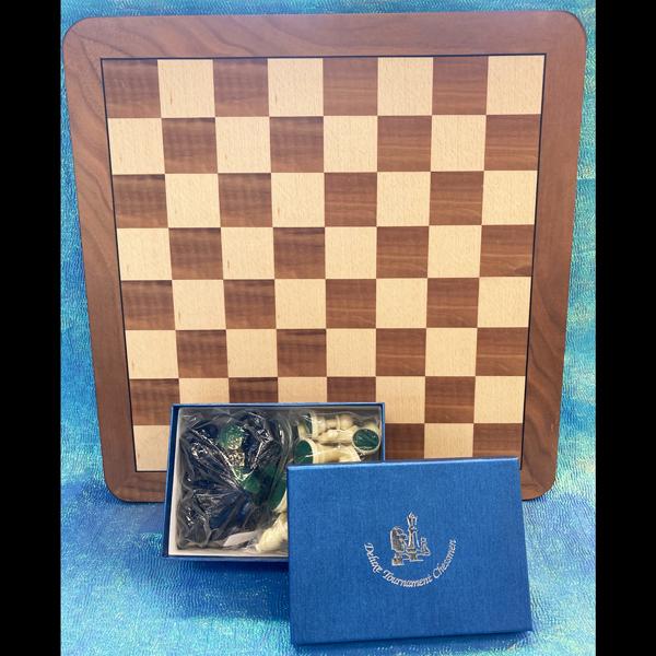 Wooden Chess Board & Weighted Plastic Pieces Set